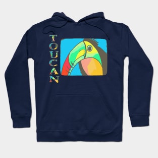 Artistic Toucan with Vertical TOUCAN Text Hoodie